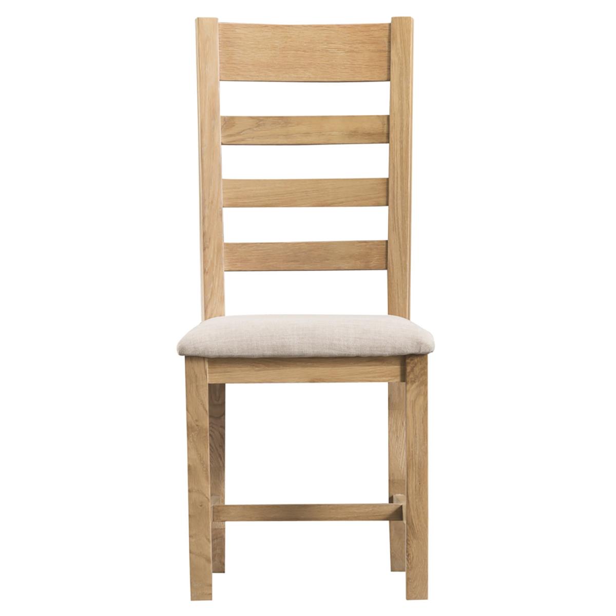 Pair of Bisbrooke Country Ladder Back Dining Chair With Fabric Seat - Medium Oak – image 3