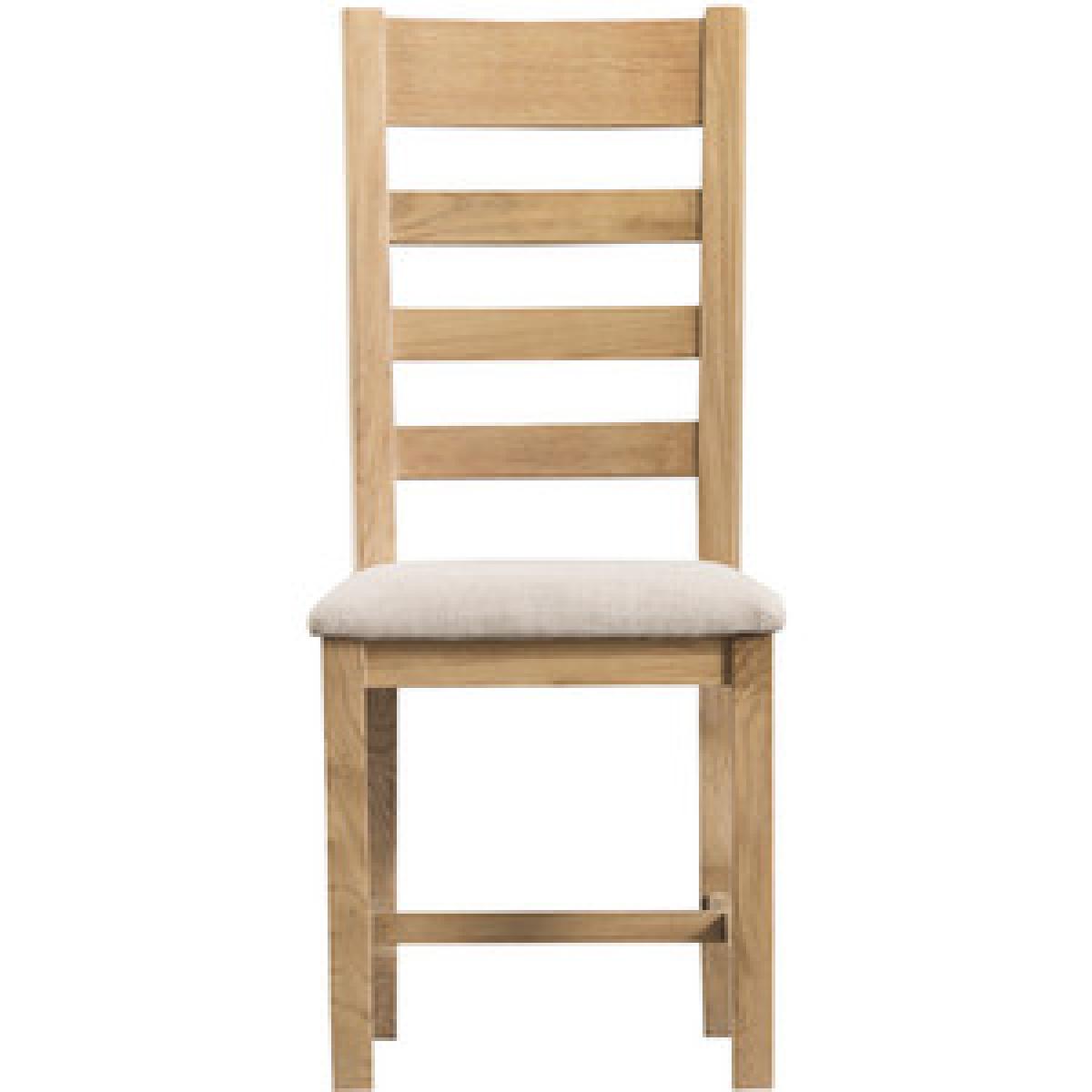 Pair of Bisbrooke Country Ladder Back Dining Chair With Fabric Seat - Medium Oak – image 4