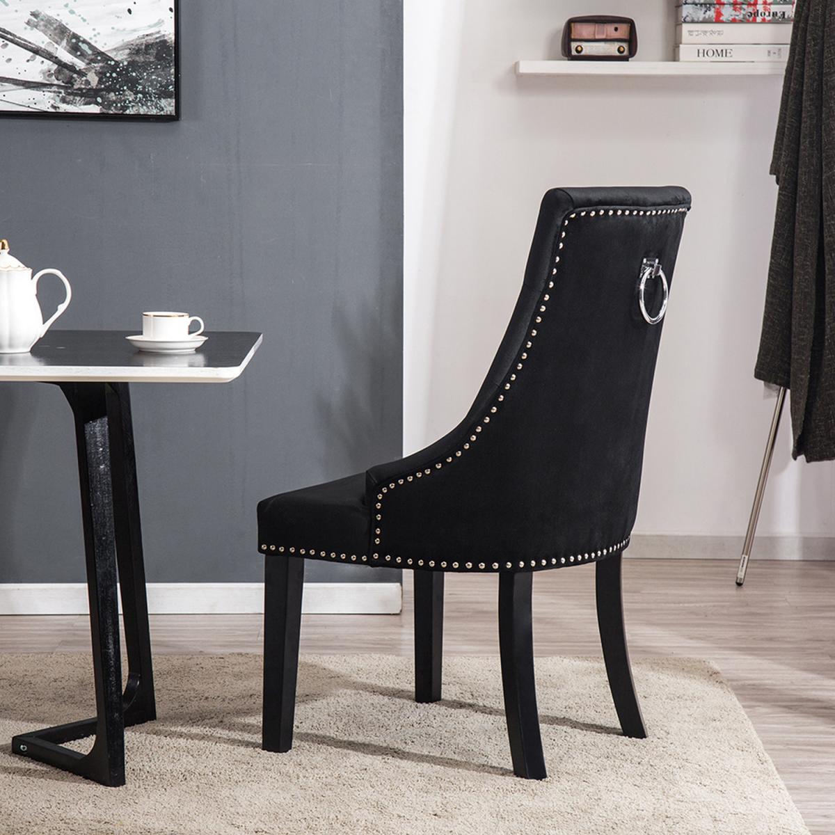 Chic Velvet Dining Chair Set of 2 - Black – image 2