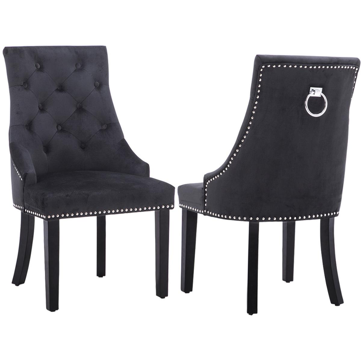Chic Velvet Dining Chair Set of 2 - Black – image 3