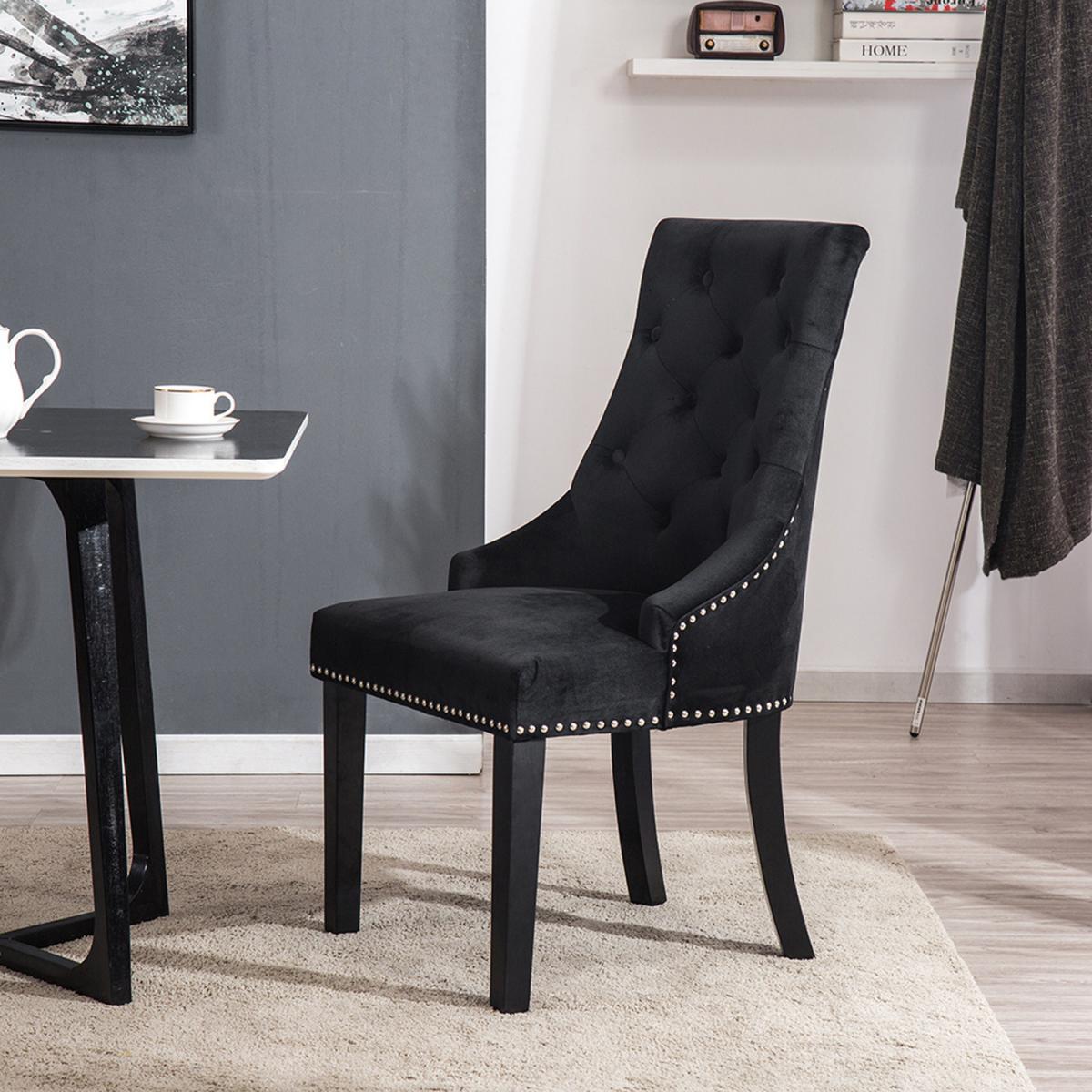 Chic Velvet Dining Chair Set of 2 - Black – image 1
