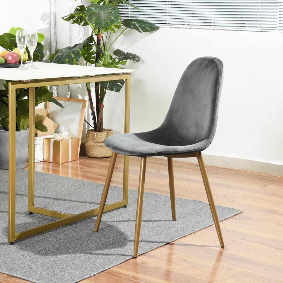 Charlton Set of 4 Velvet Scandinavian Dining Chairs  - Grey – image 2