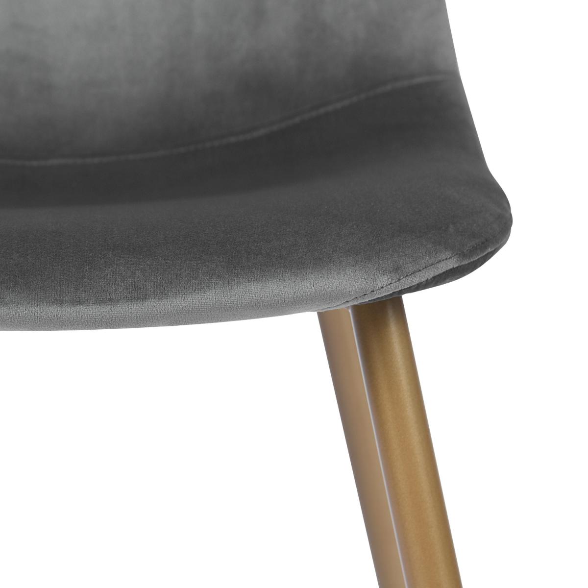 Charlton Set of 4 Velvet Scandinavian Dining Chairs  - Grey – image 4
