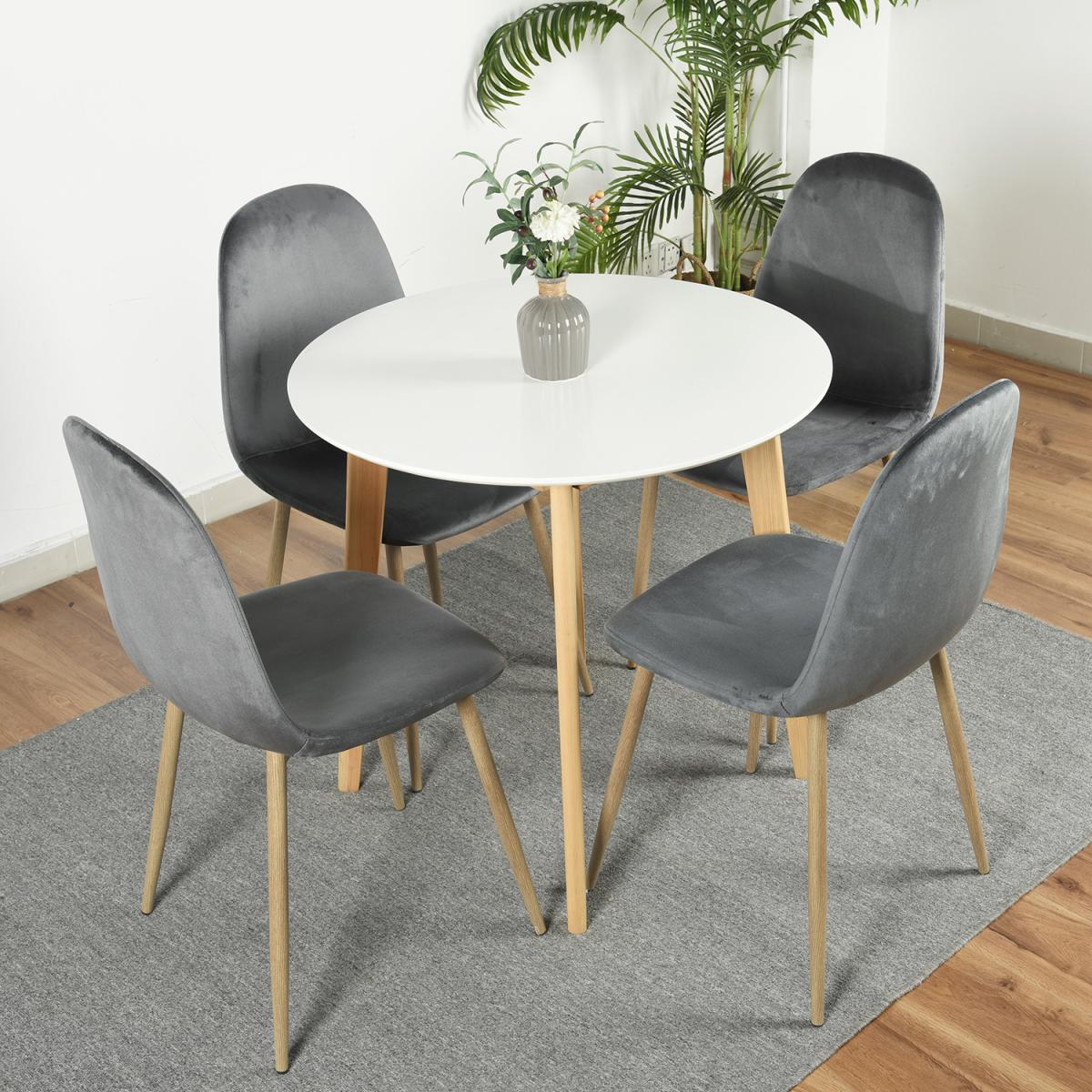 Charlton Set of 4 Velvet Scandinavian Dining Chairs  - Grey – image 9