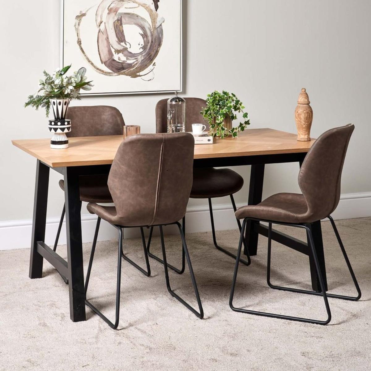 Bromley 160 4 Callum Dining Chairs - Dark Brown