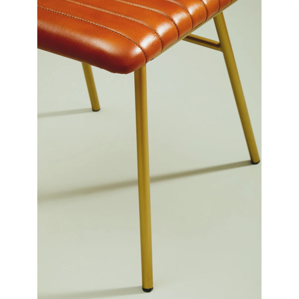 Buffalo Tan Leather Dining Chair With Gold Finish Frame - Gold, Brown – image 2