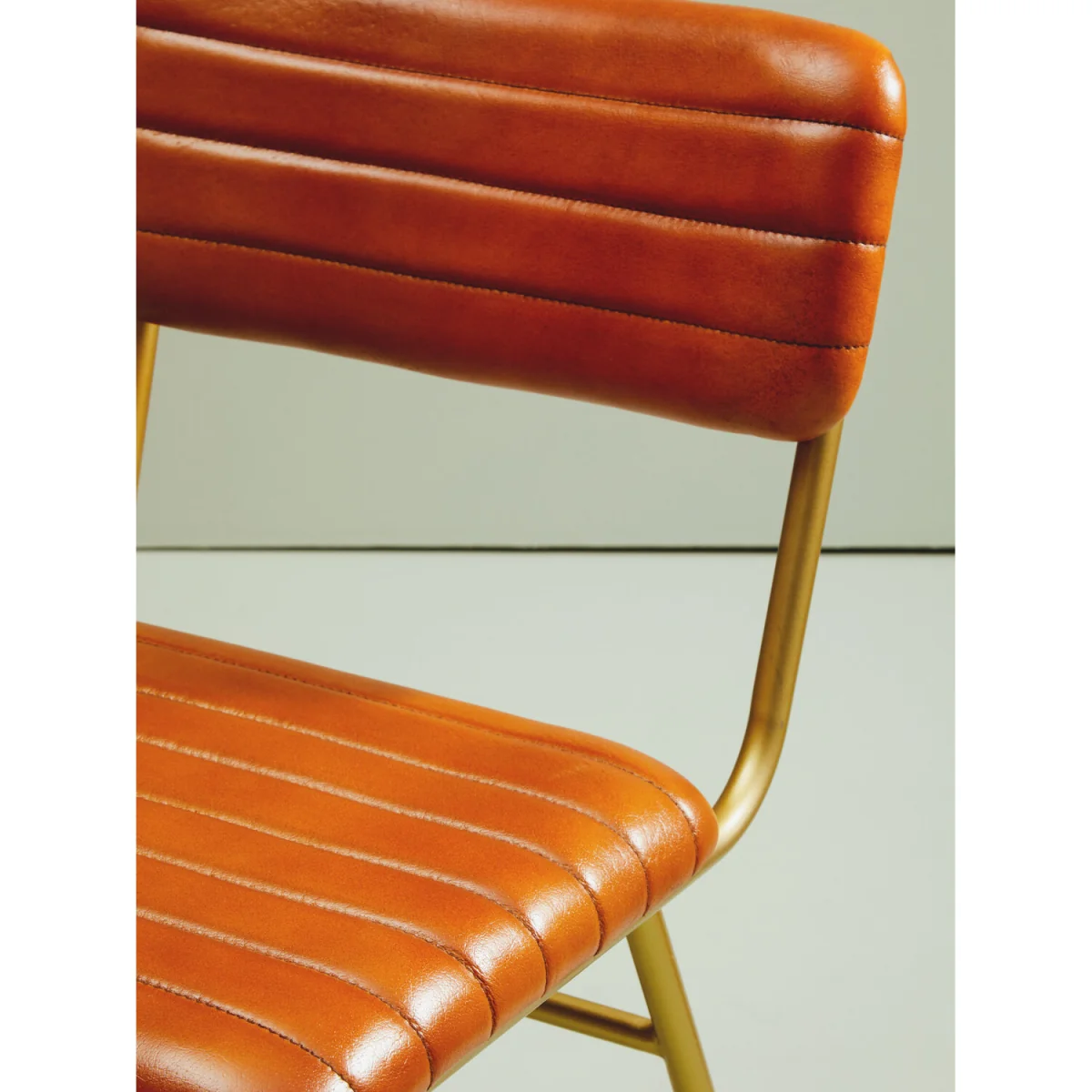 Buffalo Tan Leather Dining Chair With Gold Finish Frame - Gold, Brown – image 3