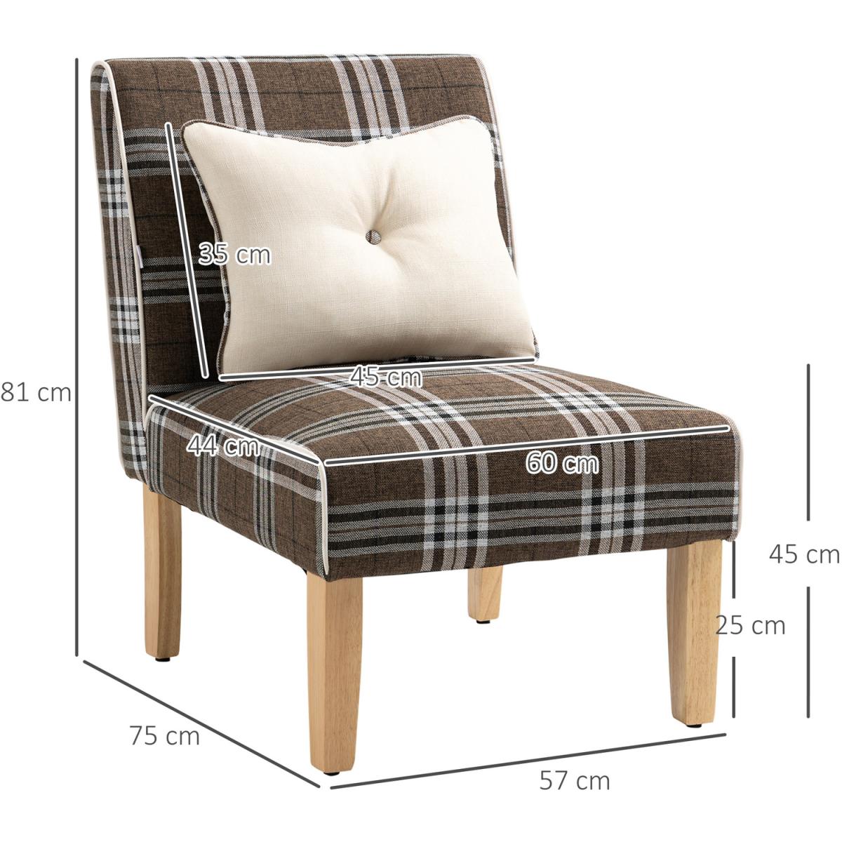 Modern Upholstered Dining Chair, Linen-Touch Fabric Comfy Chair - Brown – image 2