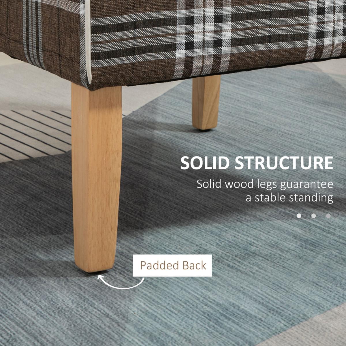 Modern Upholstered Dining Chair, Linen-Touch Fabric Comfy Chair - Brown – image 4