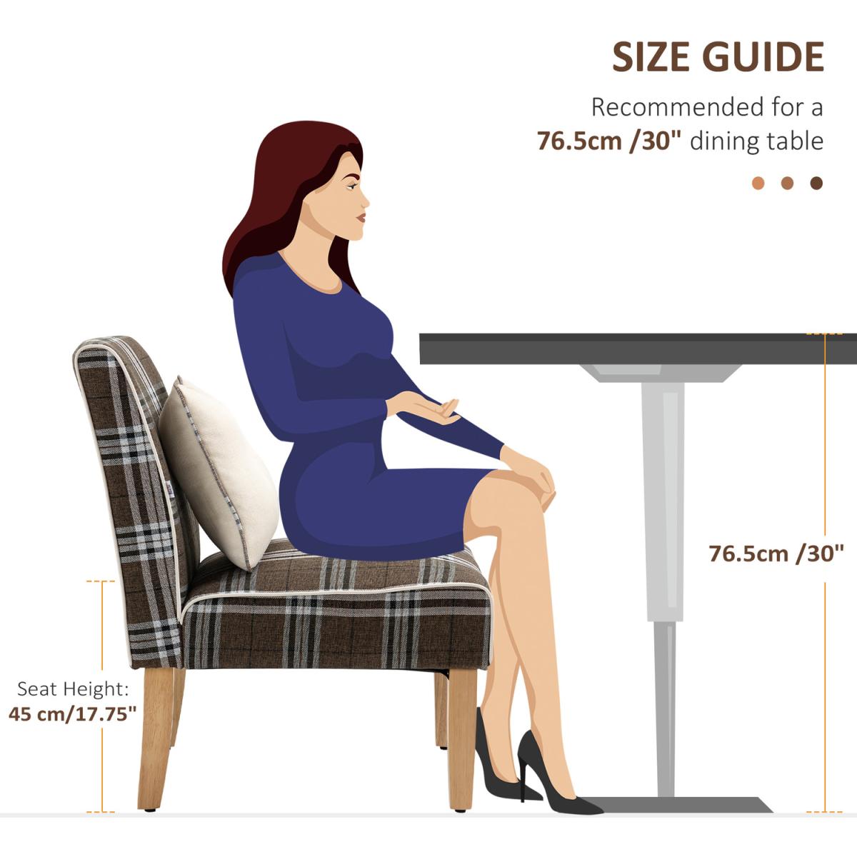 Modern Upholstered Dining Chair, Linen-Touch Fabric Comfy Chair - Brown – image 5