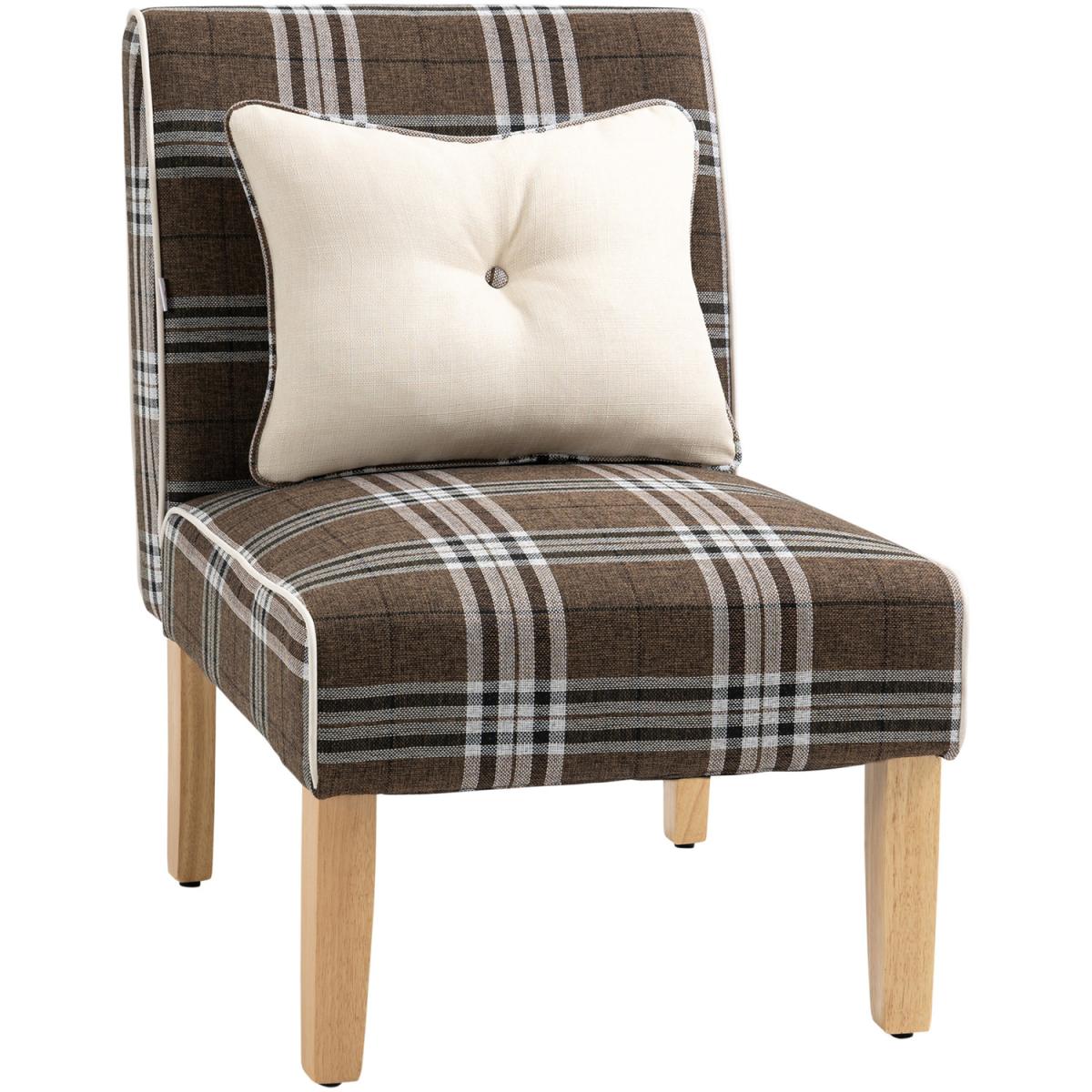 Modern Upholstered Dining Chair, Linen-Touch Fabric Comfy Chair - Brown – image 7