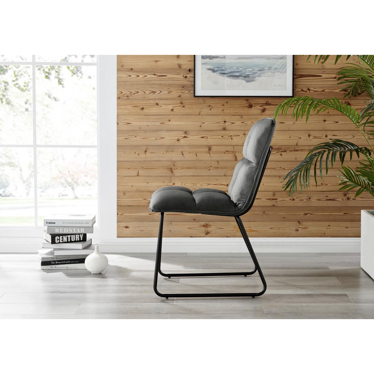 2x Menen Fabric Black Leg Dining Chairs - Dark Grey – image 3