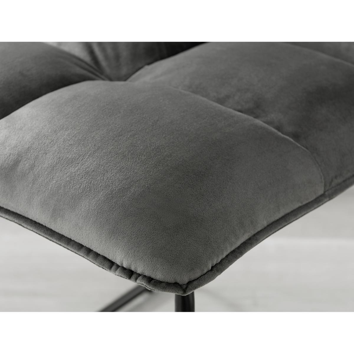2x Menen Fabric Black Leg Dining Chairs - Dark Grey – image 4