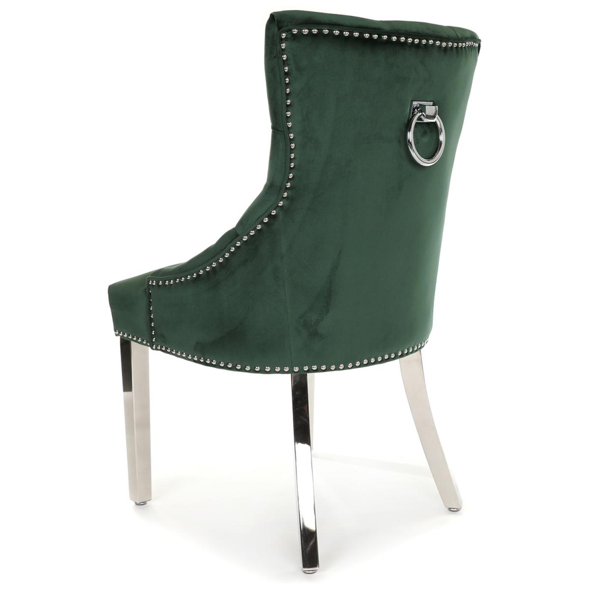 Green Velvet Clio Dining Chair With Ring Knocker  - Green – image 4