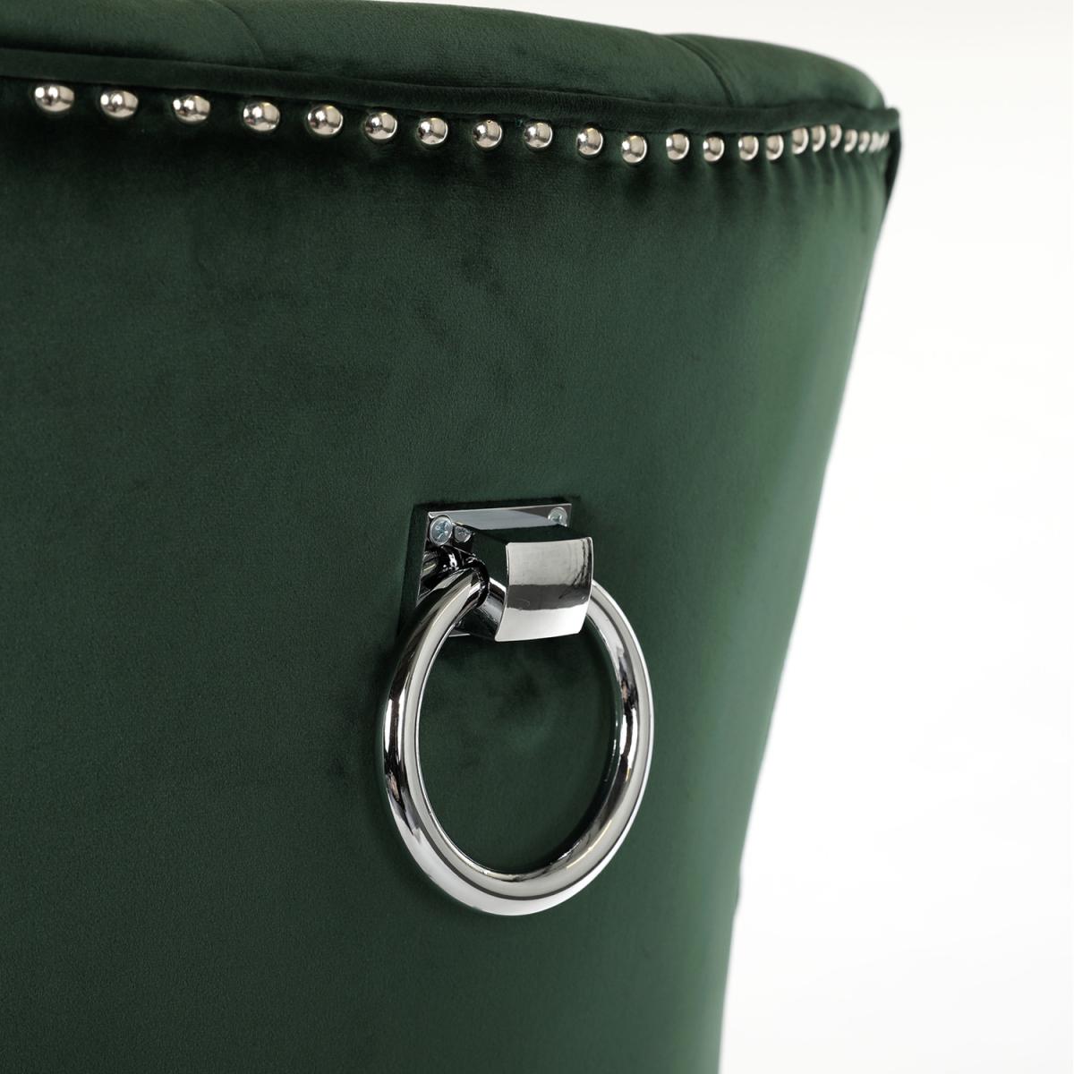 Green Velvet Clio Dining Chair With Ring Knocker  - Green – image 5