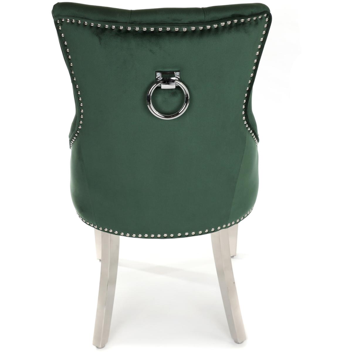 Green Velvet Clio Dining Chair With Ring Knocker  - Green – image 6