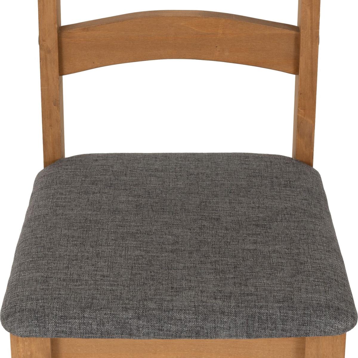 Corona Dining Chair Grey Fabric Seat Pad - Distressed waxed pine with grey seat pads – image 5
