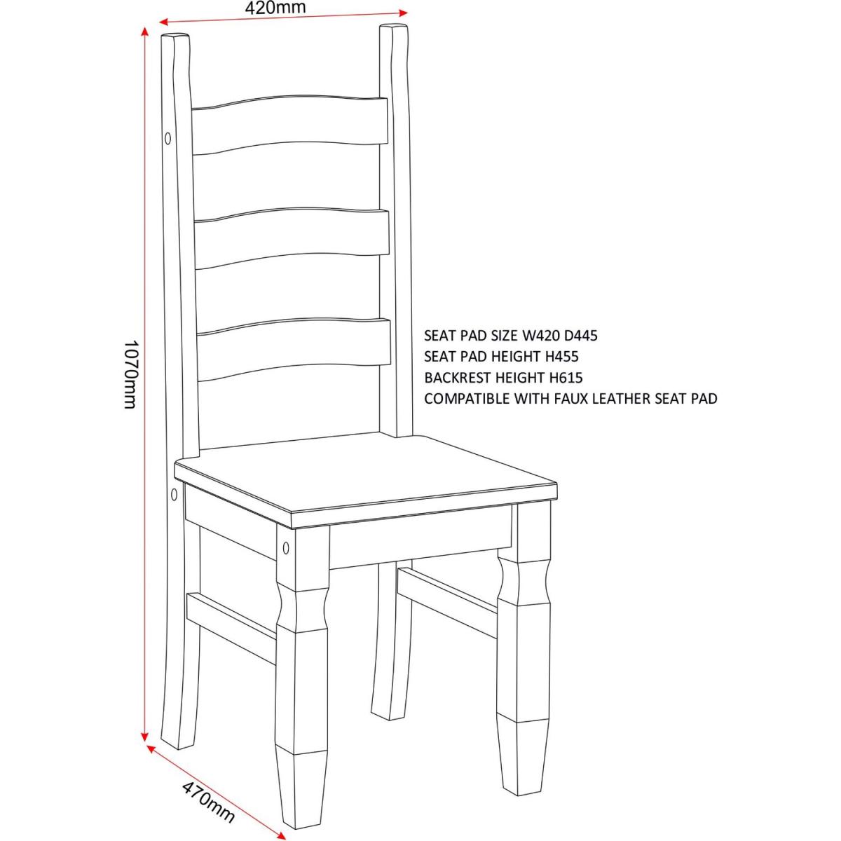 Corona Dining Chair Grey Fabric Seat Pad - Distressed waxed pine with grey seat pads – image 7