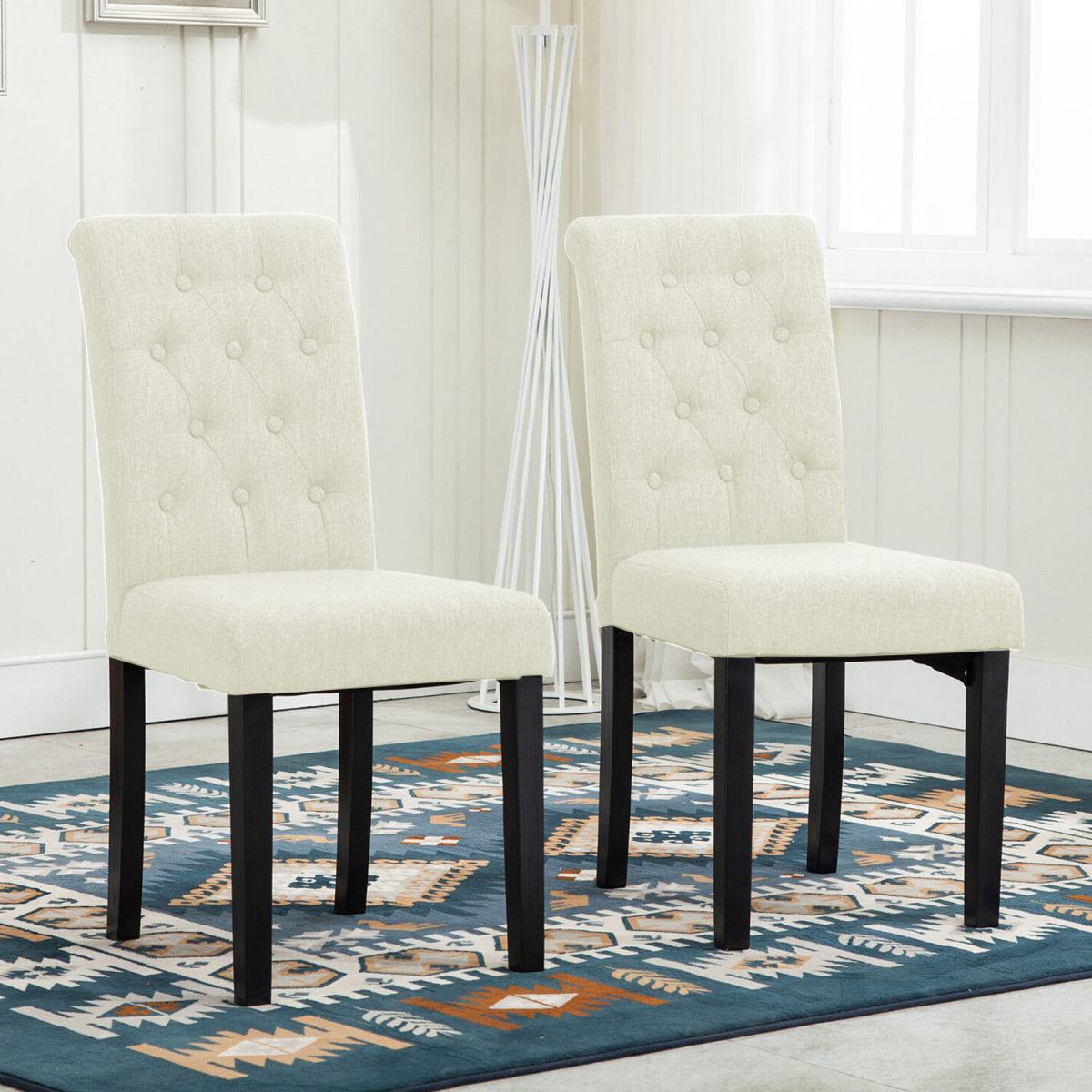 Linded Fabric Dining Chairs 2 pcs - Cream