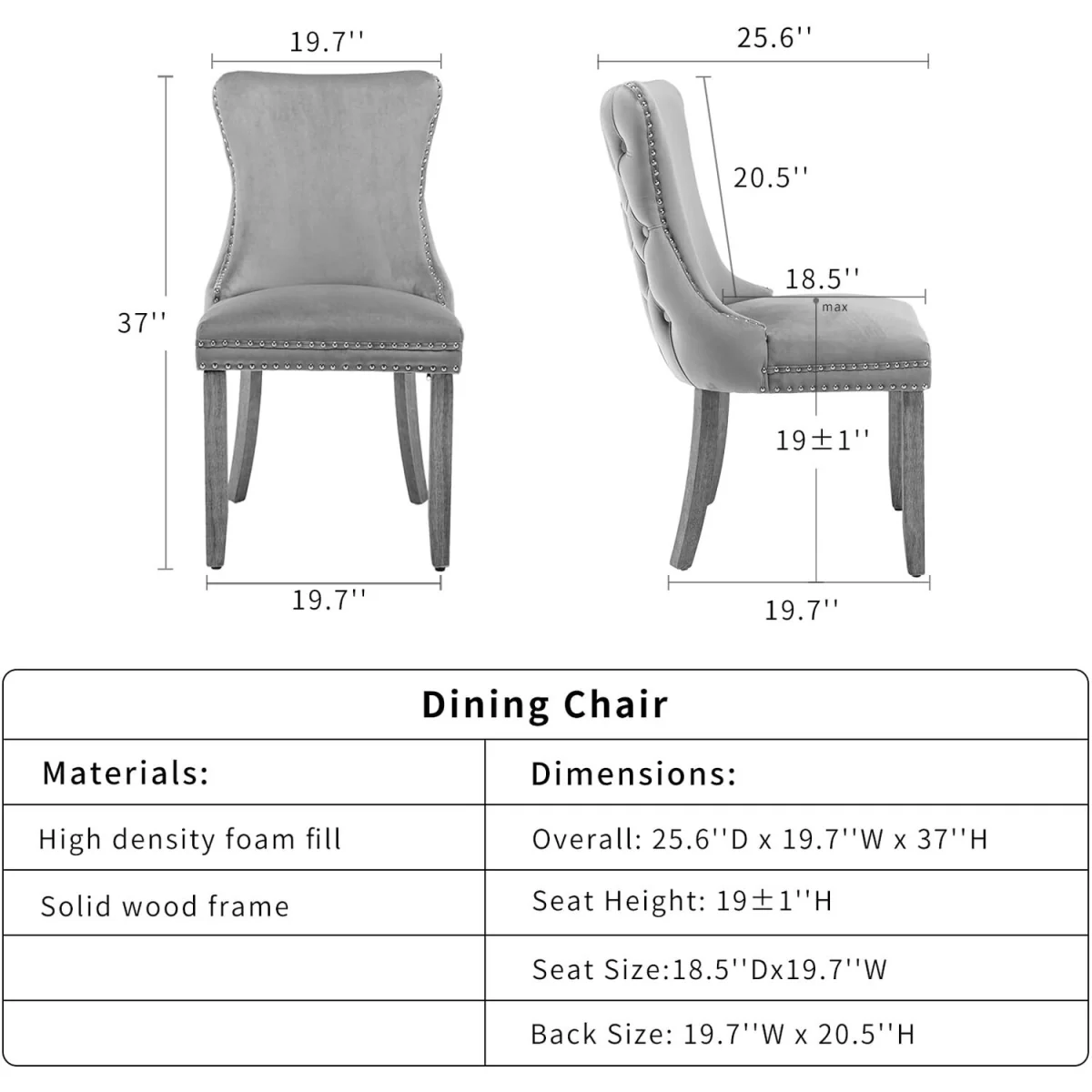 Set of 6 Sierra Wing Back Velvet Tufted Dining Chairs with Oak Wood Legs - Light Blue – image 10