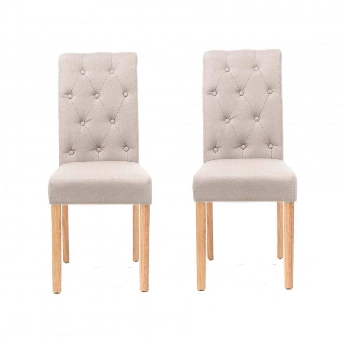 Neo Fabric High Button Back Roll Top Dining Chairs - Cream – image 2