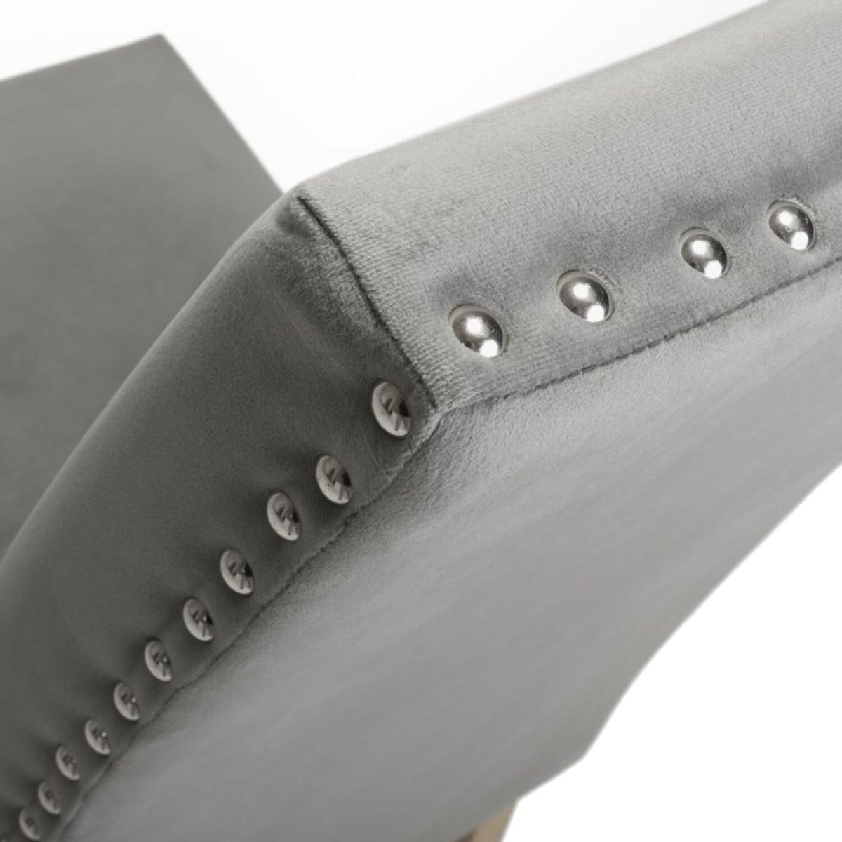 Pair Of Randall Stud Detail Brushed Velvet Grey Dining Chair - Polyester – image 5