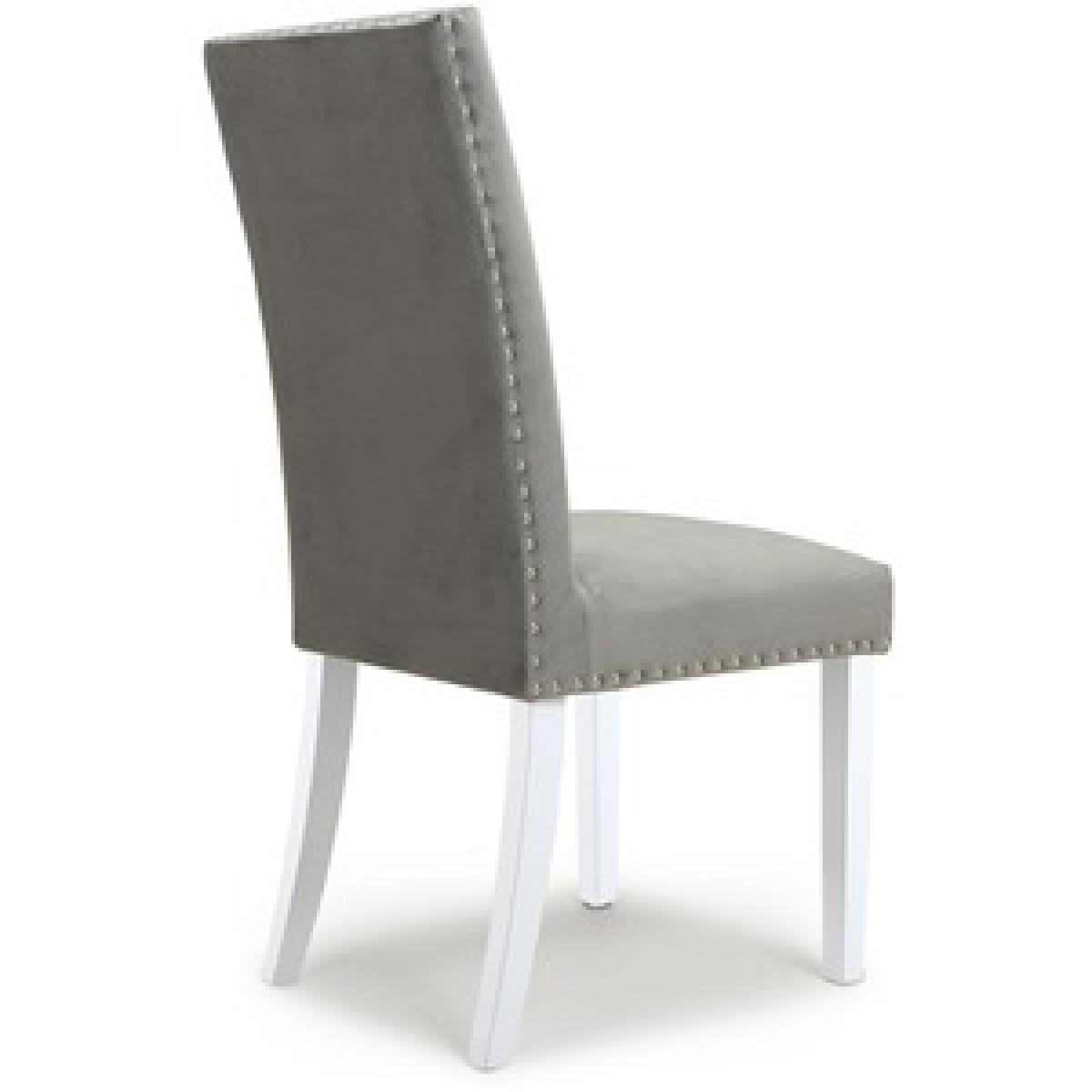 Pair Of Randall Stud Detail Brushed Velvet Grey Dining Chair - Polyester – image 6