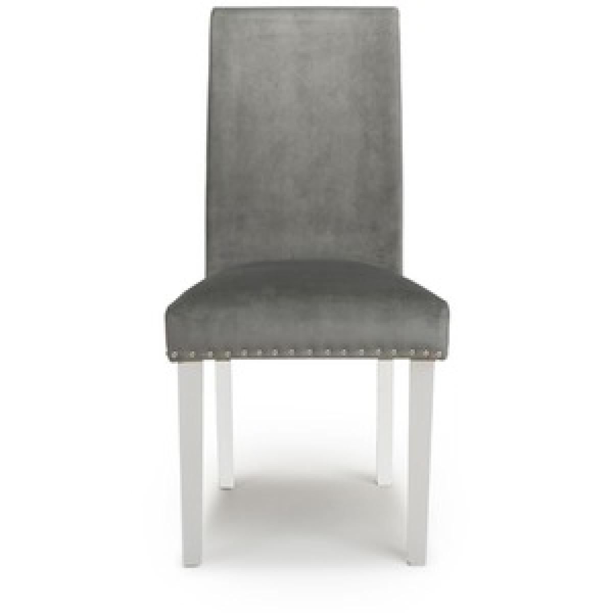 Pair Of Randall Stud Detail Brushed Velvet Grey Dining Chair - Polyester – image 7