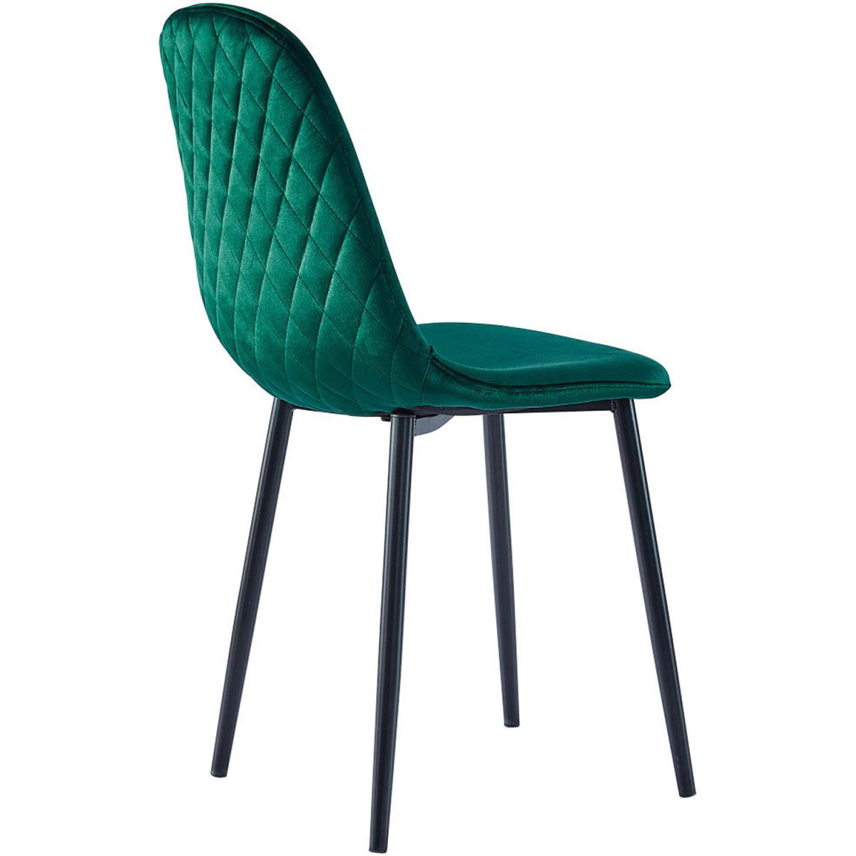 2PCS Velvet Fabric Dining Chairs With Upholstered Padded Seat Metal Legs - Green – image 2