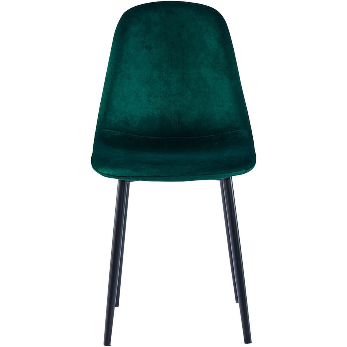 2PCS Velvet Fabric Dining Chairs With Upholstered Padded Seat Metal Legs - Green – image 3