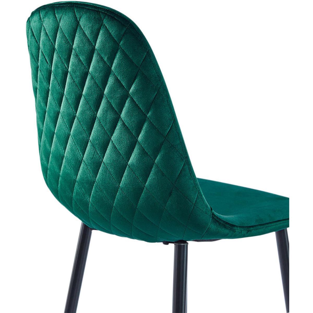 2PCS Velvet Fabric Dining Chairs With Upholstered Padded Seat Metal Legs - Green – image 4