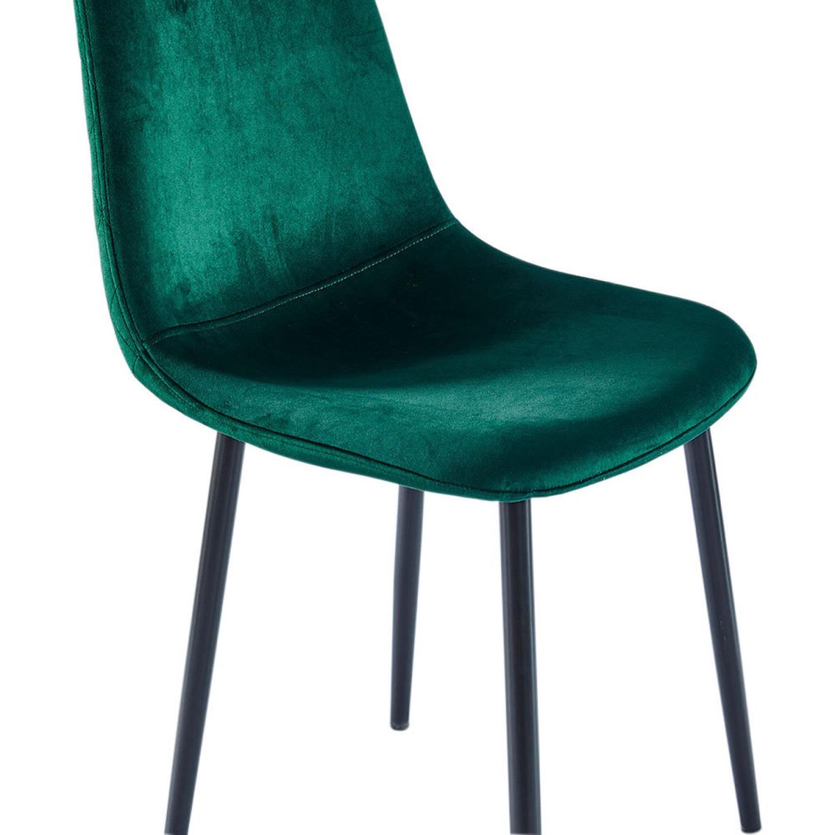 2PCS Velvet Fabric Dining Chairs With Upholstered Padded Seat Metal Legs - Green – image 5