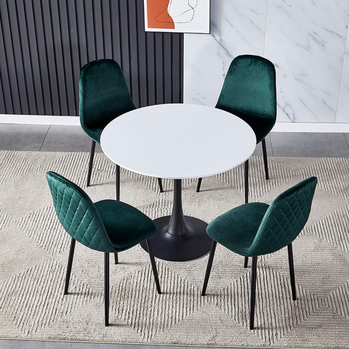 2PCS Velvet Fabric Dining Chairs With Upholstered Padded Seat Metal Legs - Green – image 6