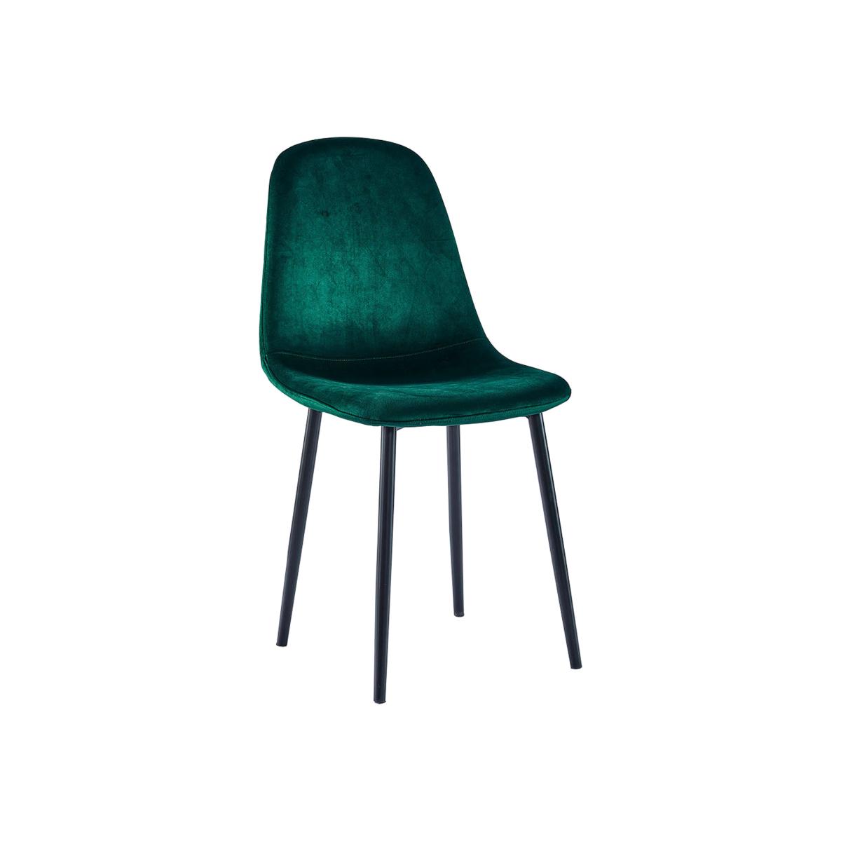 2PCS Velvet Fabric Dining Chairs With Upholstered Padded Seat Metal Legs - Green – image 1