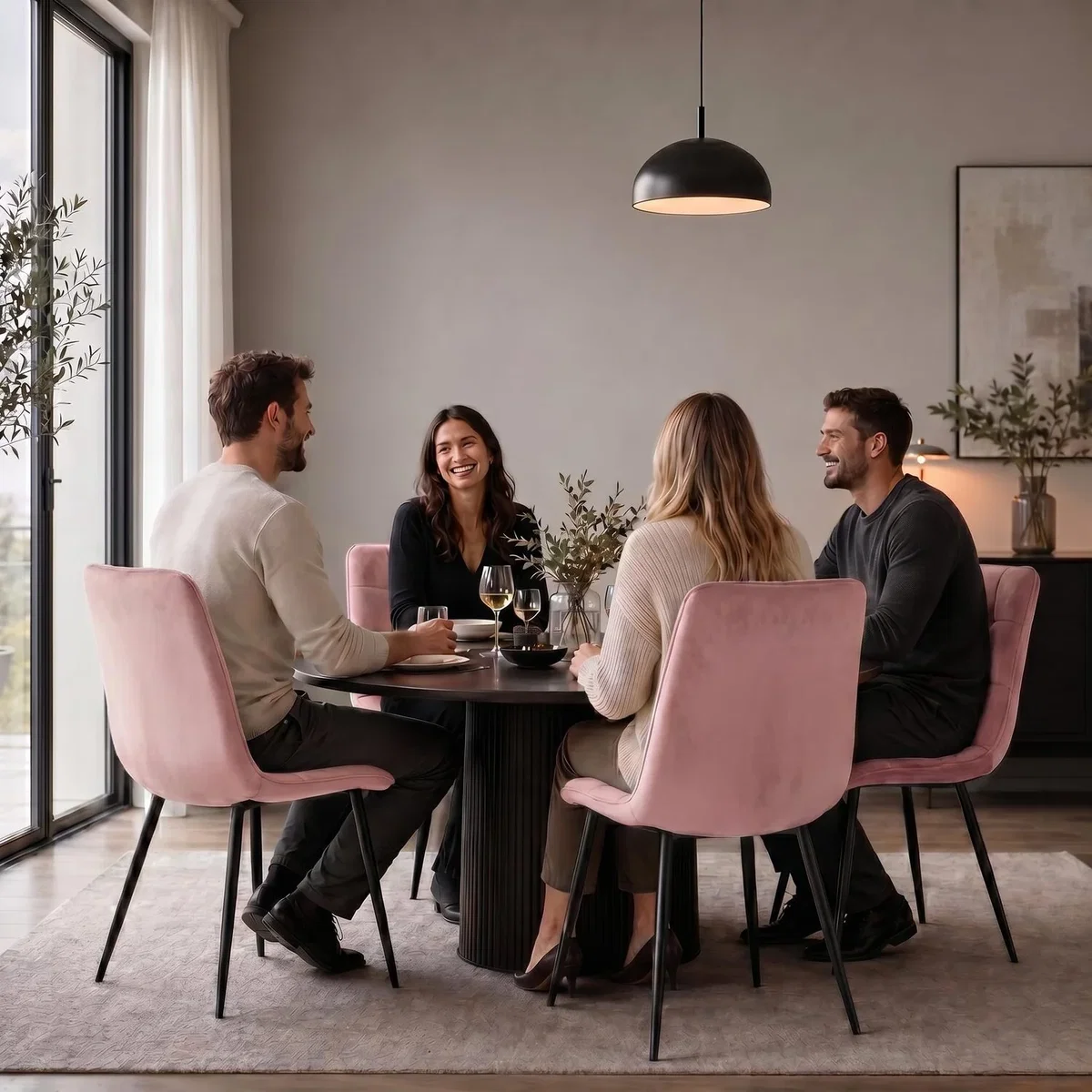 Zurich Embossed Velvet Dining Chair - Pink / 2 – image 3