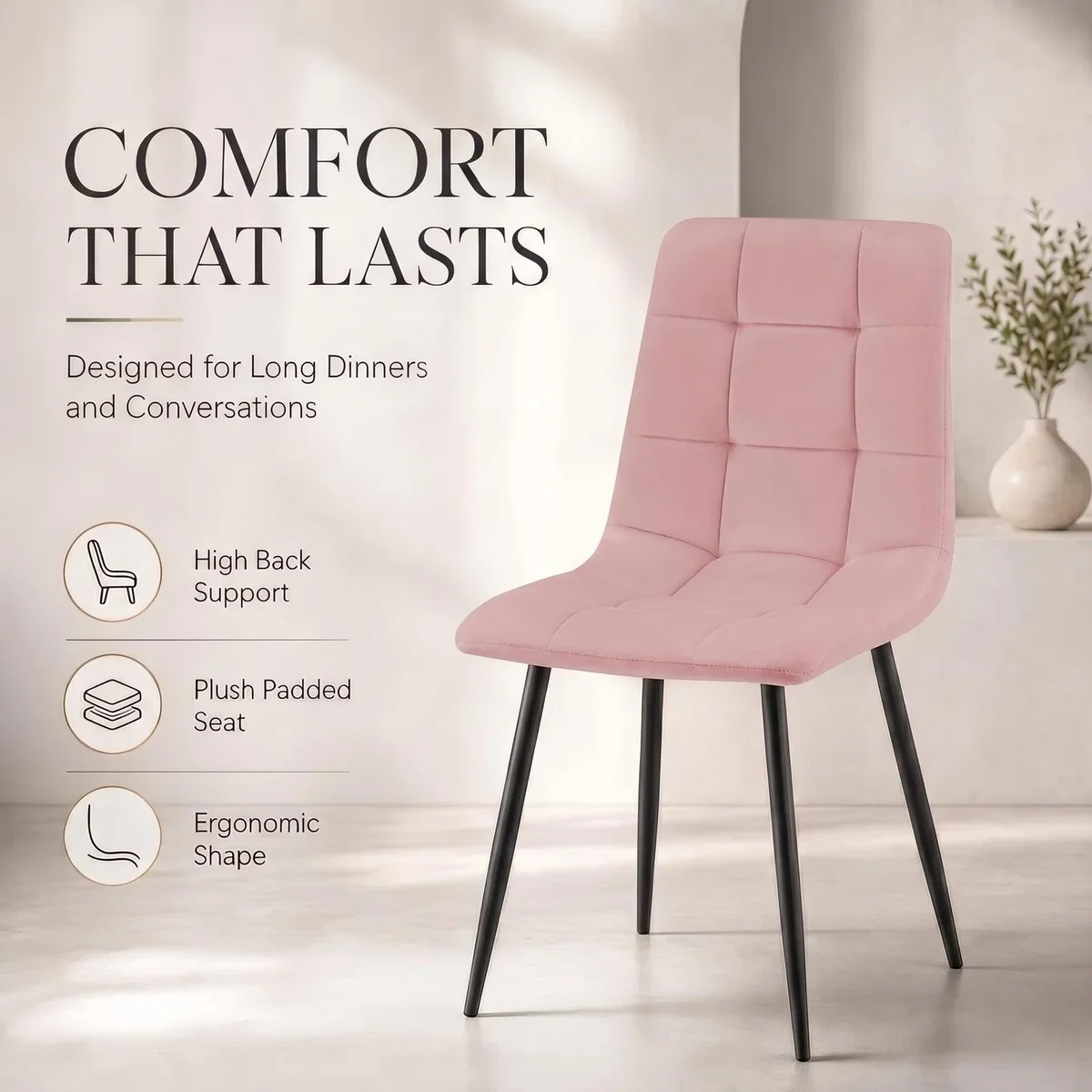 Zurich Embossed Velvet Dining Chair - Pink / 2 – image 5