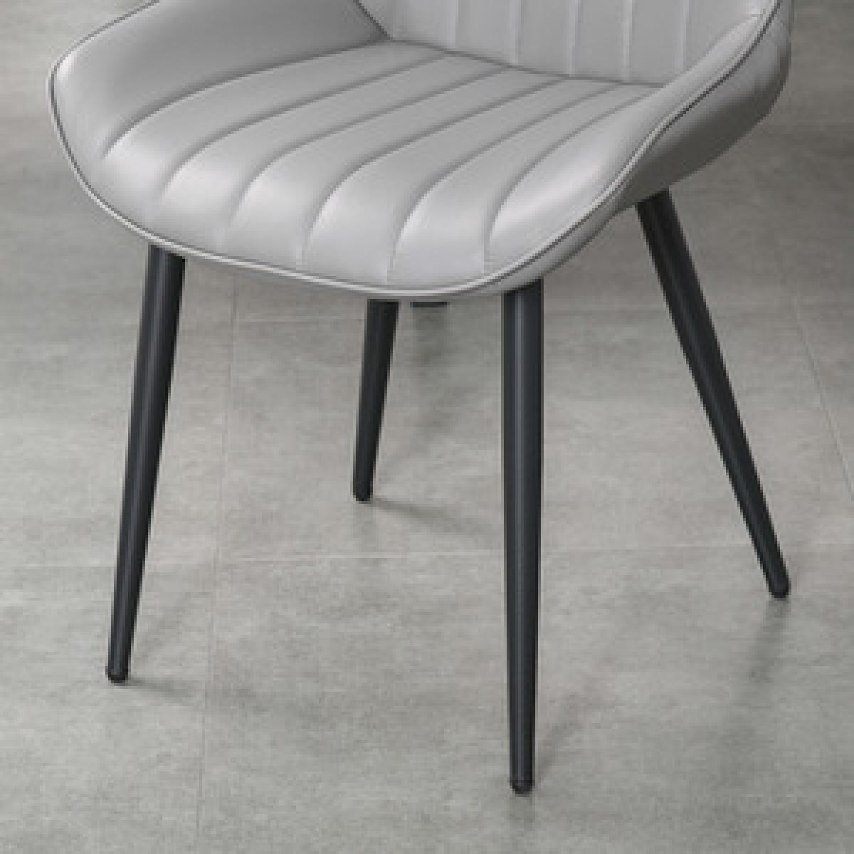 Set Of 2 PU Leather Mid Century Dining Chairs with Steel Legs - Grey – image 6