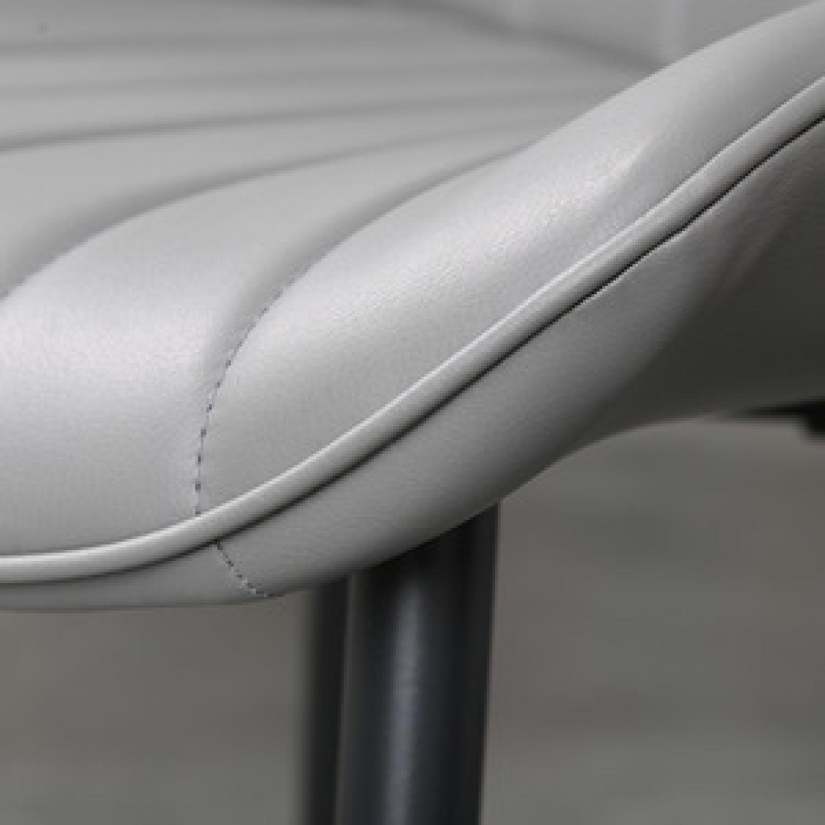 Set Of 2 PU Leather Mid Century Dining Chairs with Steel Legs - Grey – image 9