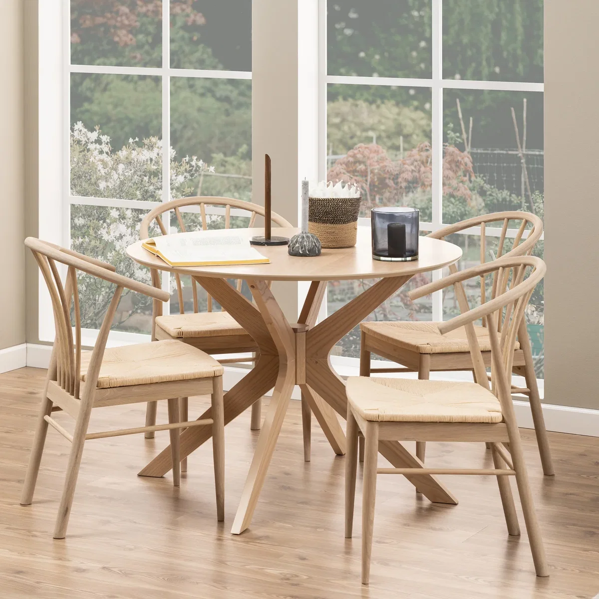 Cassandra Dining Chair with Armrest in White Oak Set of 2 - White Oak – image 4
