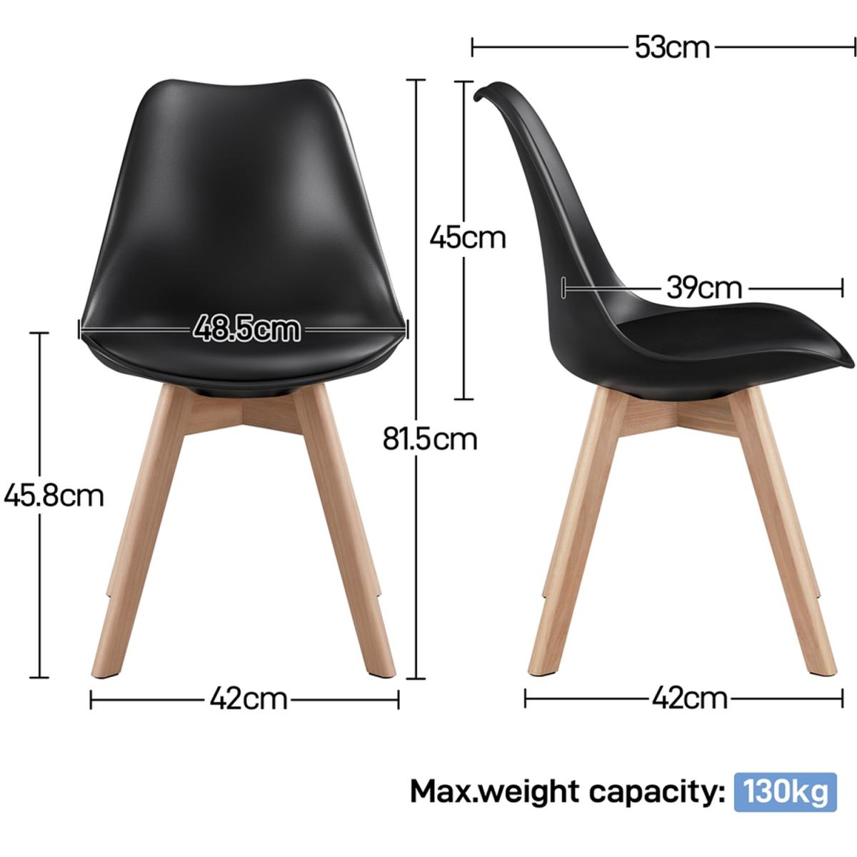 Pack of 4 Modern Soft Padded Dining Chairs - Black – image 2