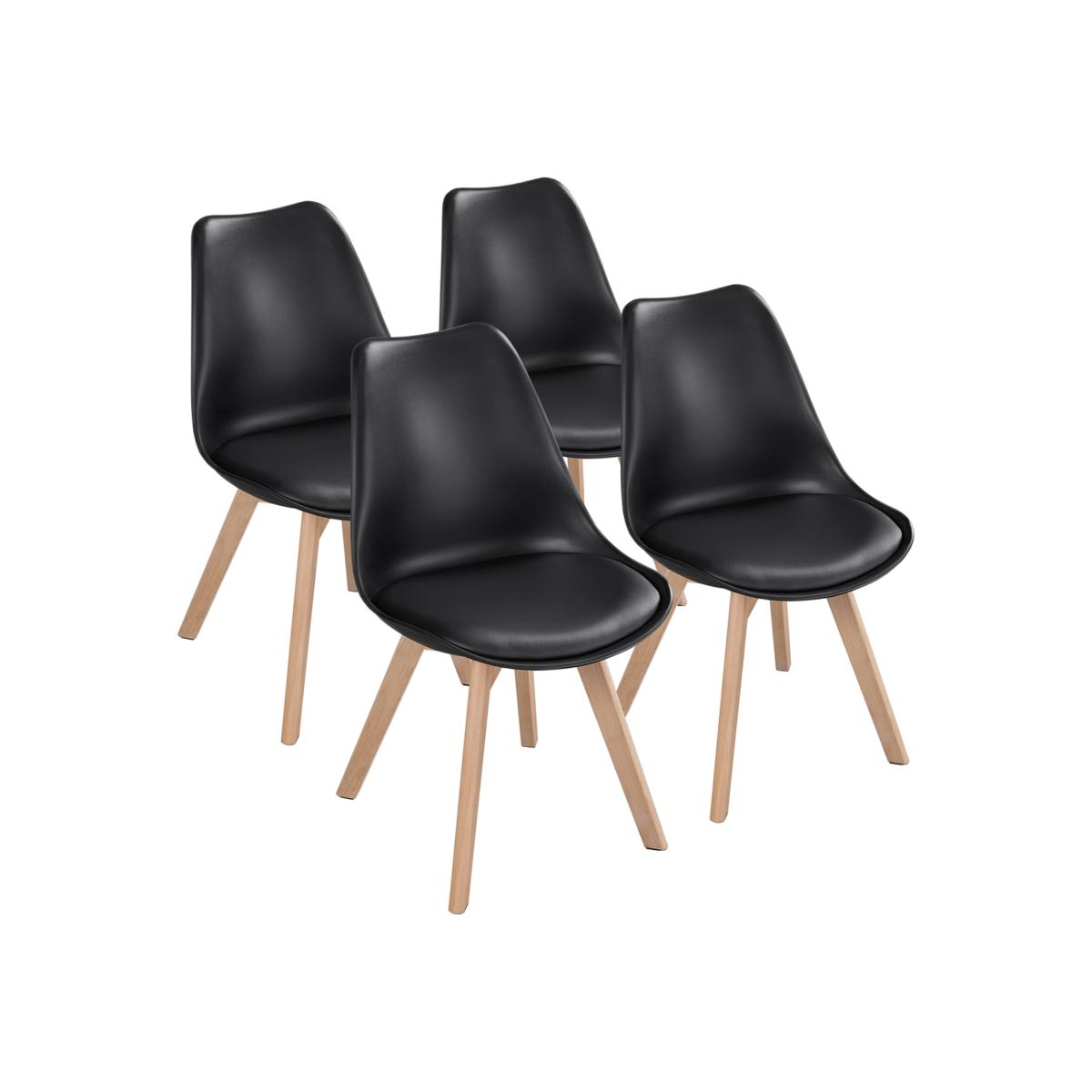 Pack of 4 Modern Soft Padded Dining Chairs - Black – image 1