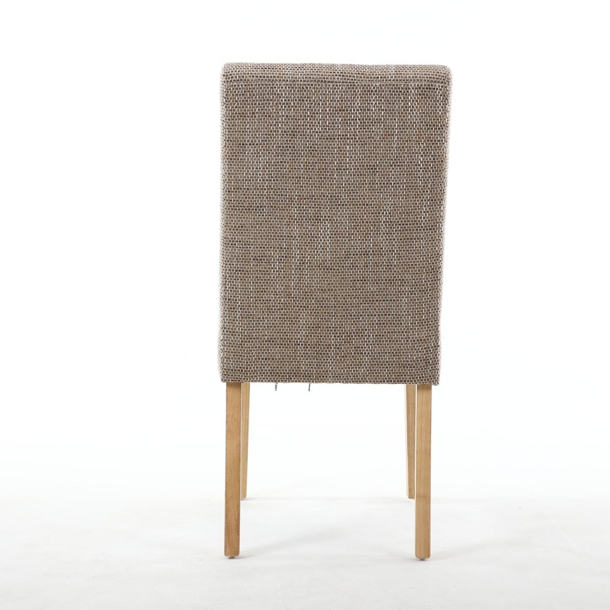 Pair of Moseley Stitched Waffle Tweed Oatmeal Dining Chairs - Tweed Oatmeal / Natural Legs – image 5