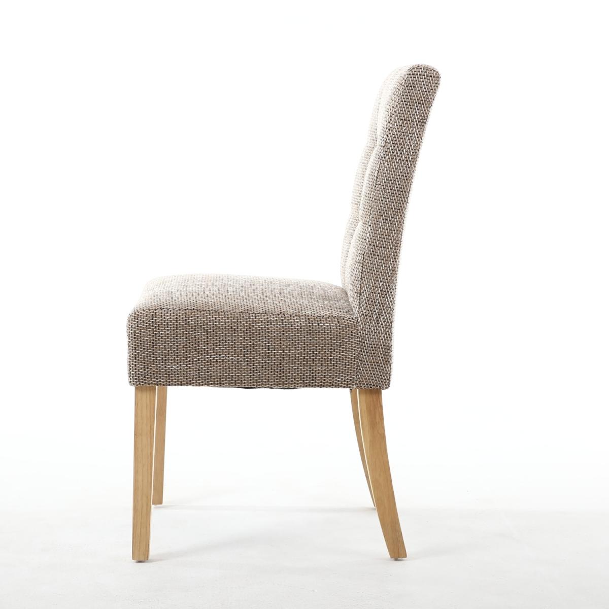 Pair of Moseley Stitched Waffle Tweed Oatmeal Dining Chairs - Tweed Oatmeal / Natural Legs – image 6