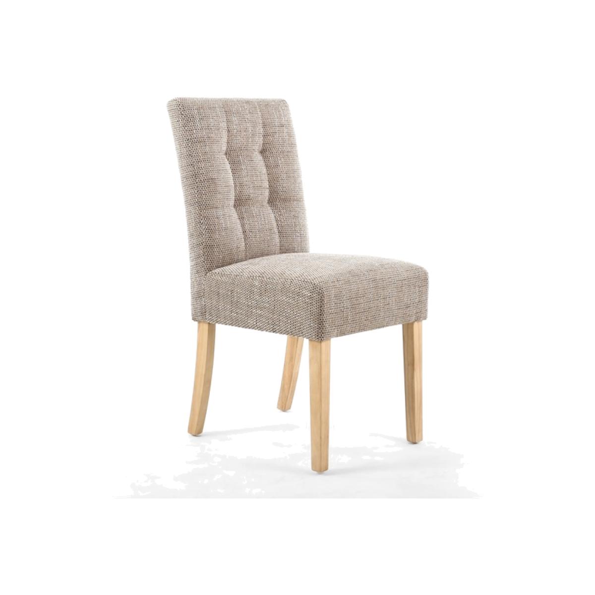 Pair of Moseley Stitched Waffle Tweed Oatmeal Dining Chairs - Tweed Oatmeal / Natural Legs – image 1