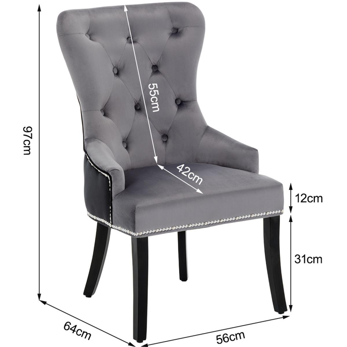 Buttoned High Wingback Dining Chair Set of 4 - Black-Grey – image 6