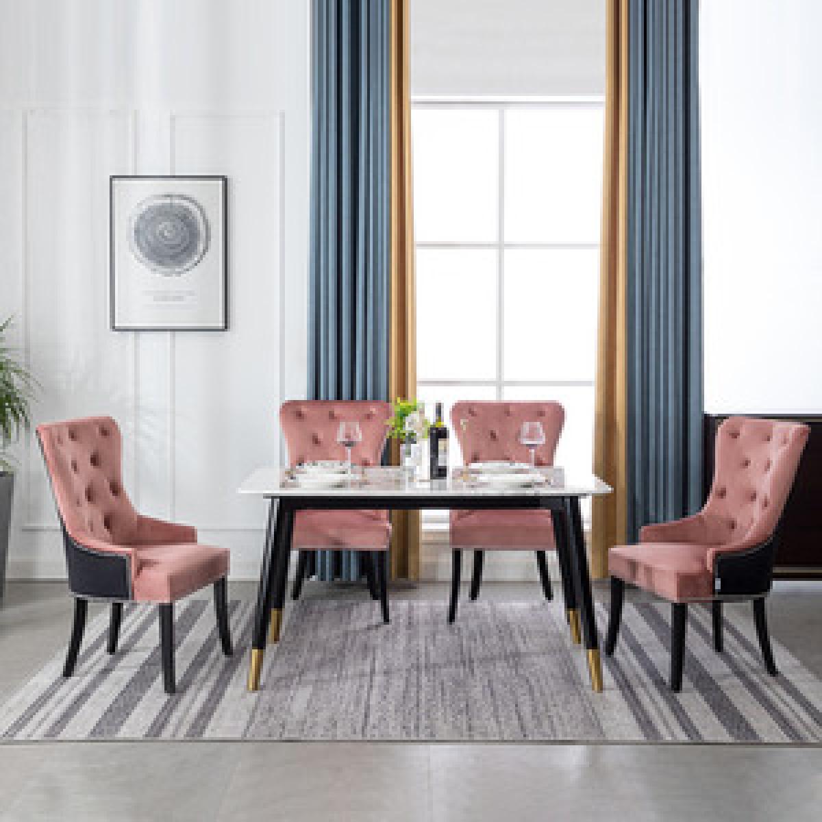 Buttoned High Wingback Dining Chair Set of 4 - Black-Grey – image 7
