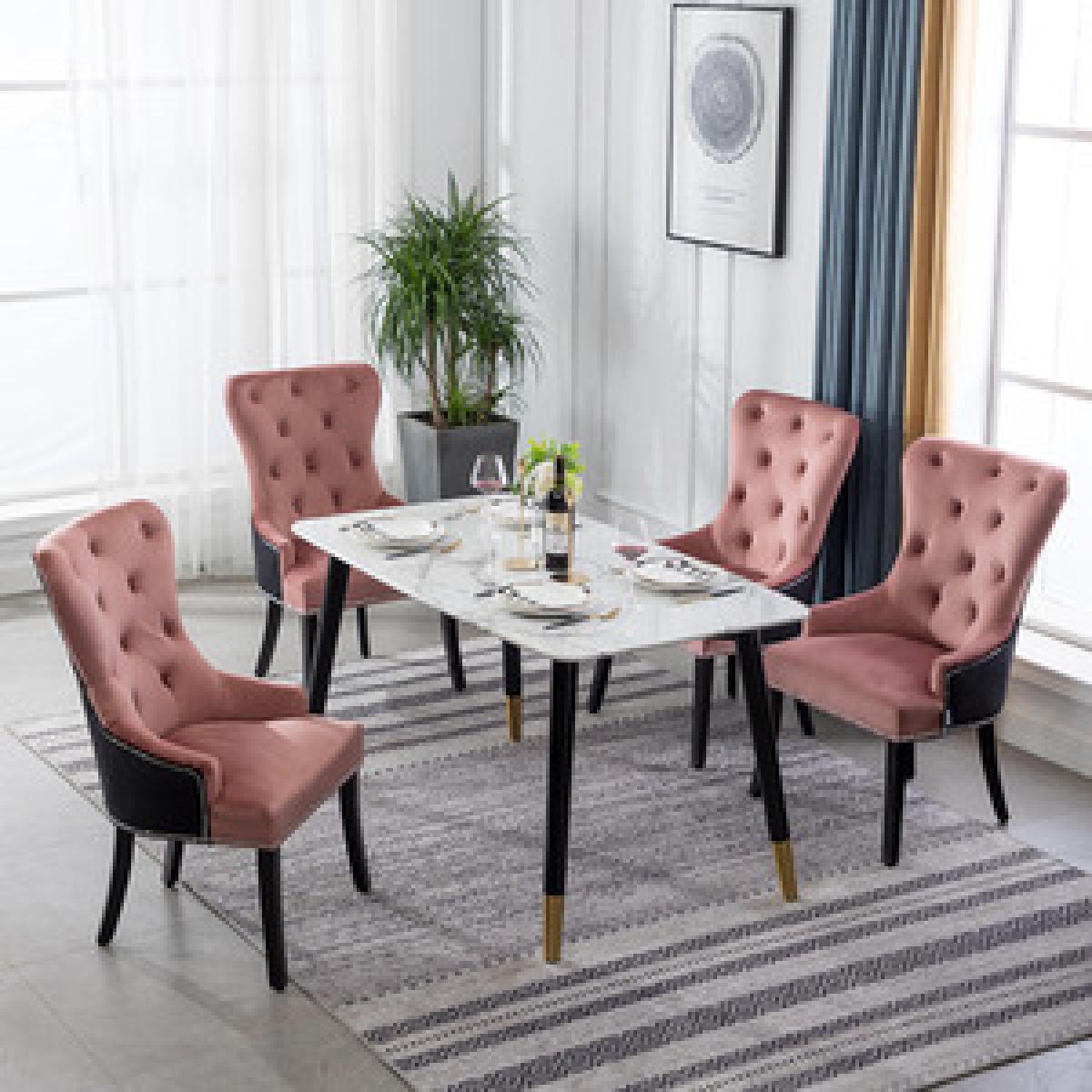 Buttoned High Wingback Dining Chair Set of 4 - Black-Grey – image 8