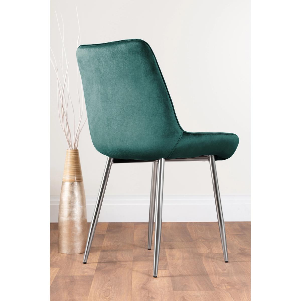 2x Pesaro Velvet Silver Leg Luxury Dining Chairs - Green – image 4