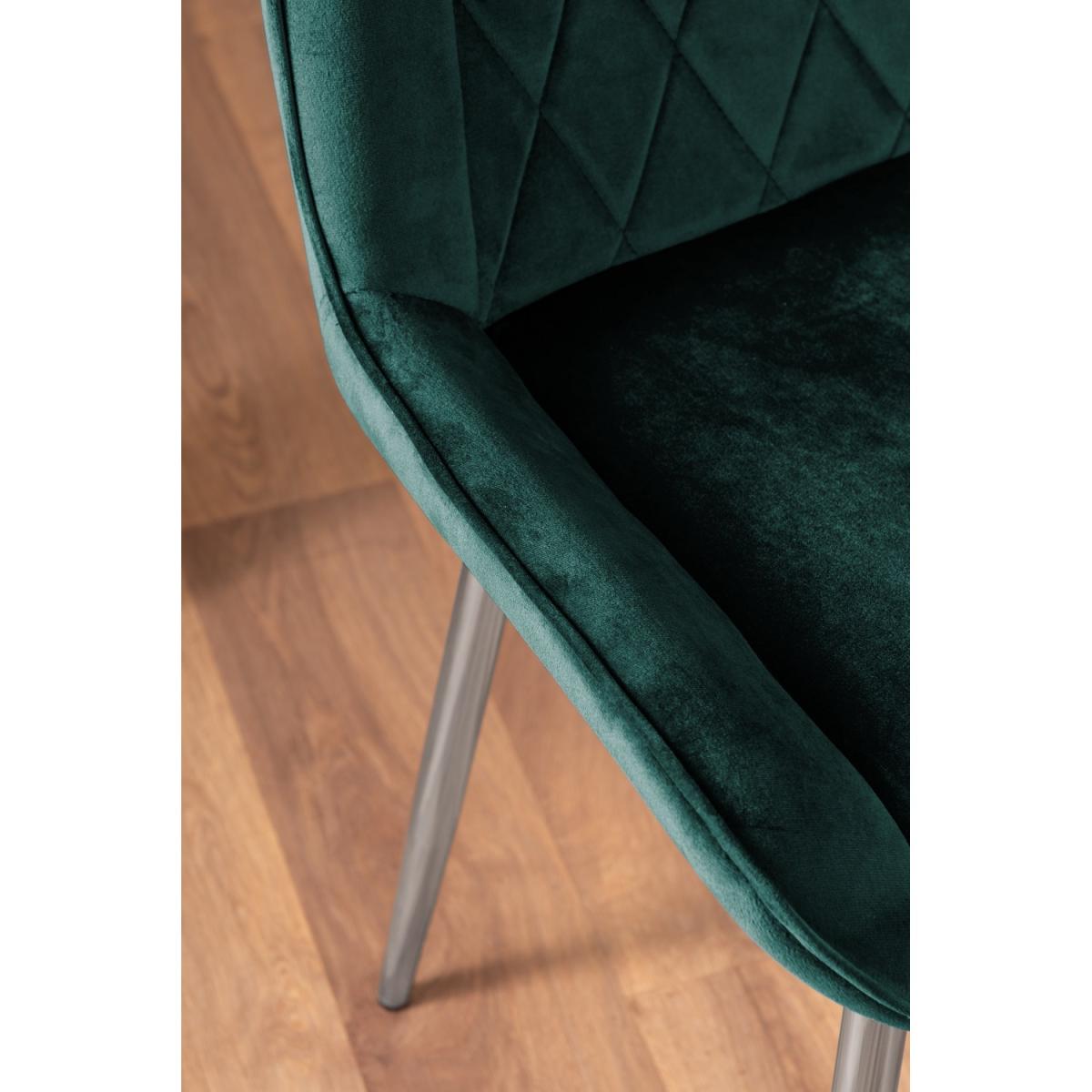 2x Pesaro Velvet Silver Leg Luxury Dining Chairs - Green – image 6