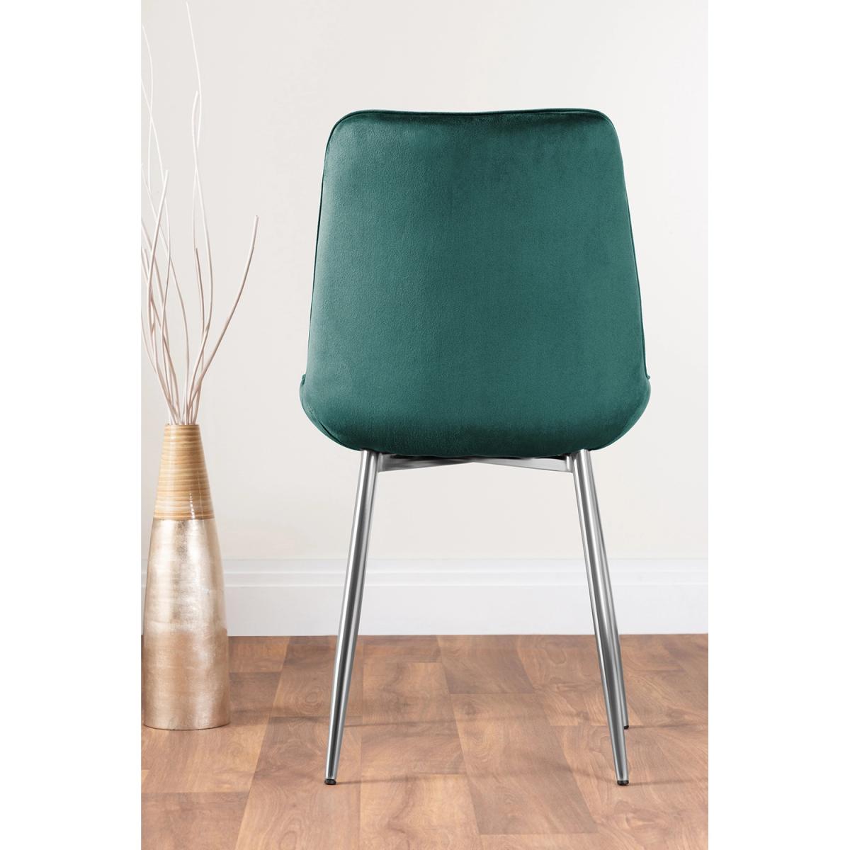 2x Pesaro Velvet Silver Leg Luxury Dining Chairs - Green – image 9